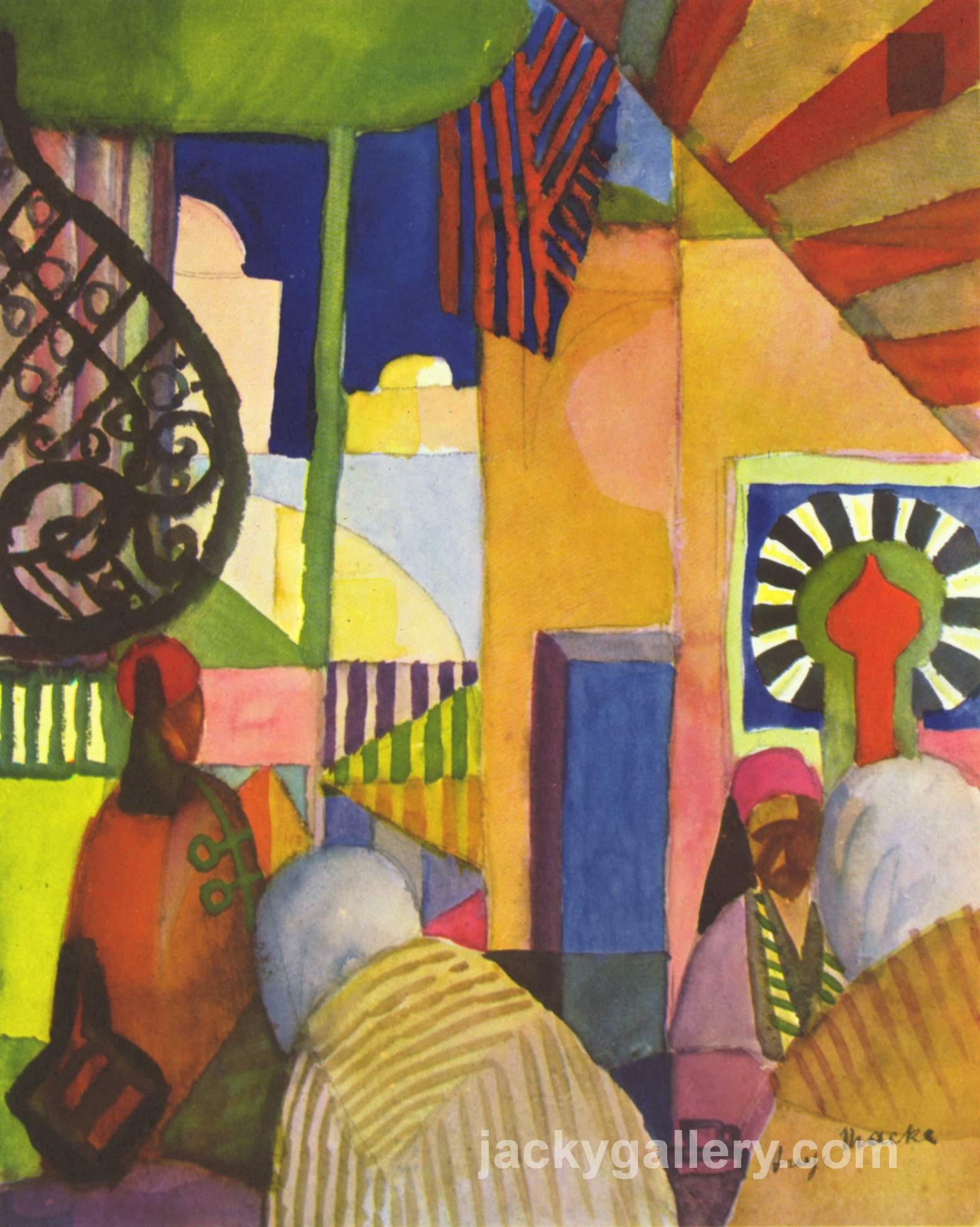 In the bazaar, August Macke painting